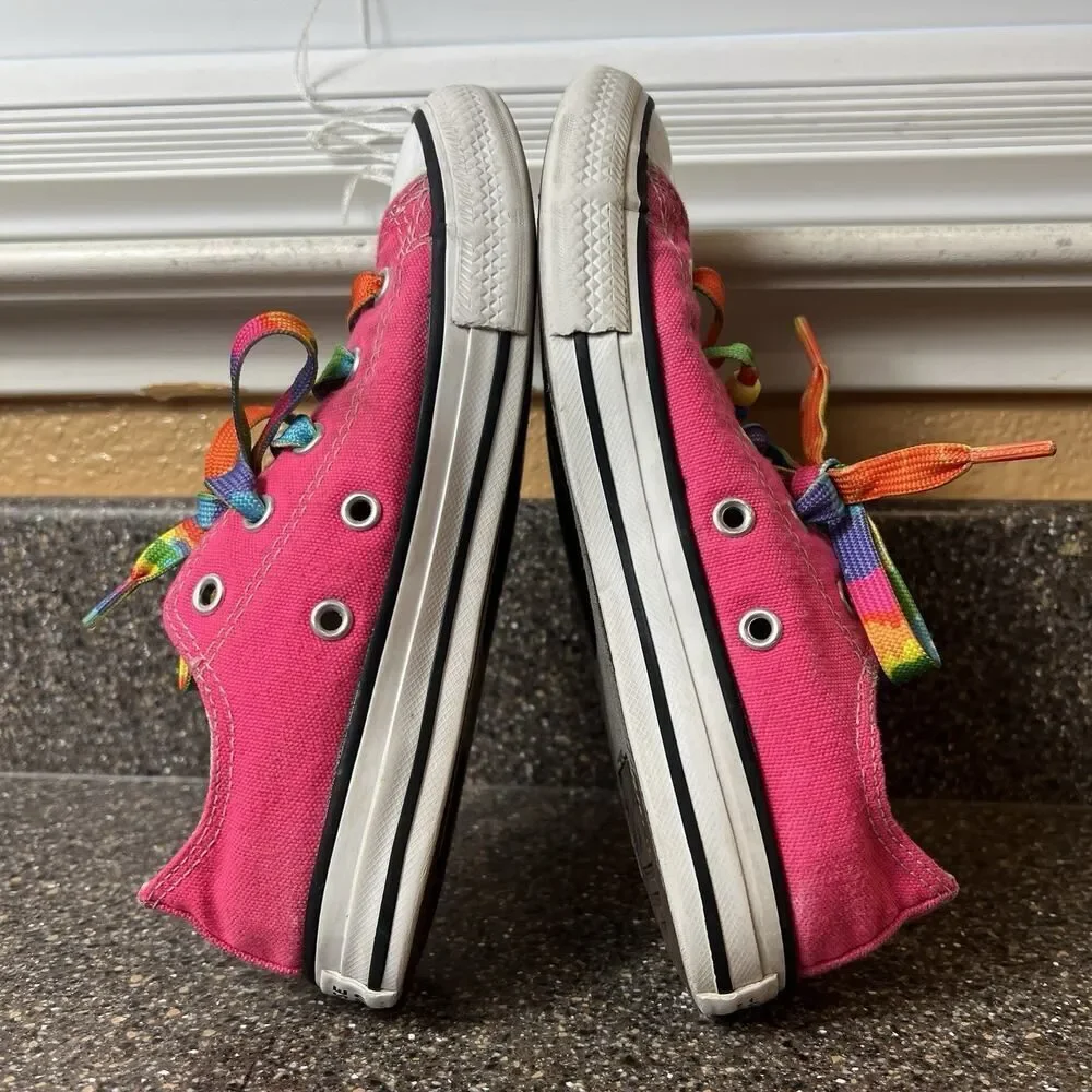 Converse All Star Little Girls Size 1 Pink Canvas Shoes Low Top Sneakers Lace Up